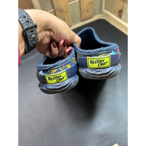 Western Chief Womens Hummingbird Clogs Size 10 Navy Rubber & Polyester Slip-On S - Picture 4 of 7